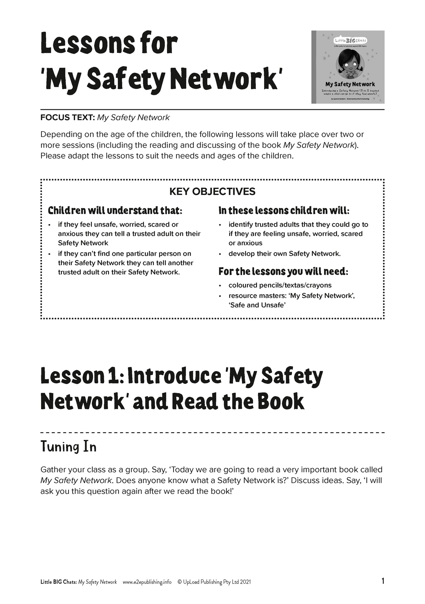 Lesson Plans for Little BIG Chats - Body Safety Bundle