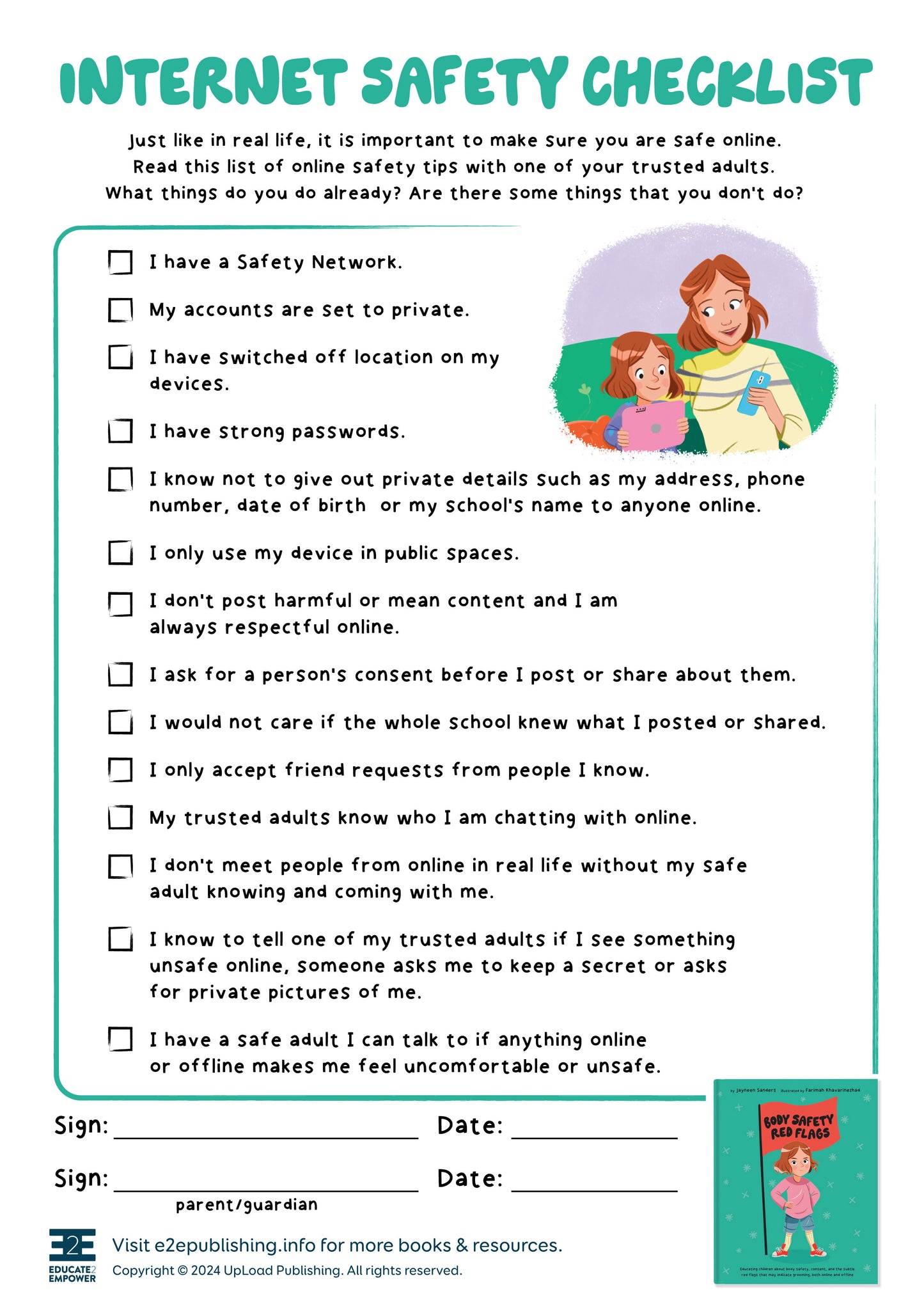 Internet Safety Checklist for Kids - Free Poster & Activity Sheet