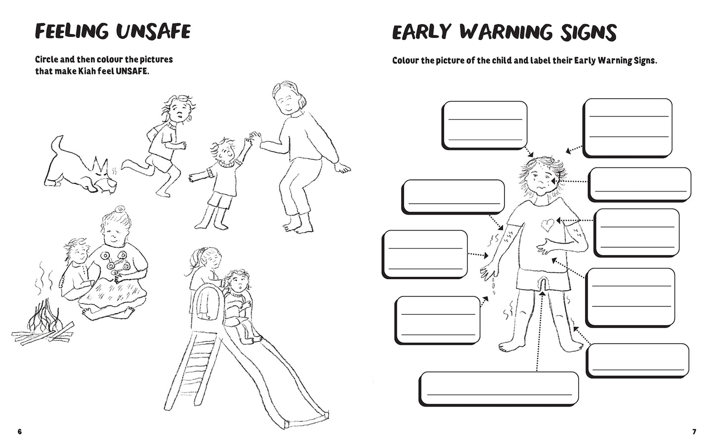 A page from the book 'My Body! what I Say Goes! Kiah's Edition. Activity Book.' by Jayneen Sanders