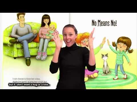 Jennie Kadiki providing an Auslan interpretation of the book 'No Means No!' written by Jayneen Sanders