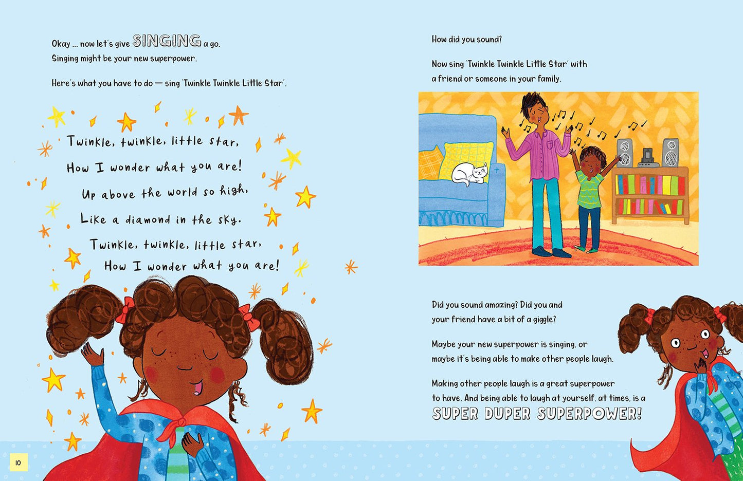 A page from the book 'Hey There! What's Your Superpower?' by Jayneen Sanders