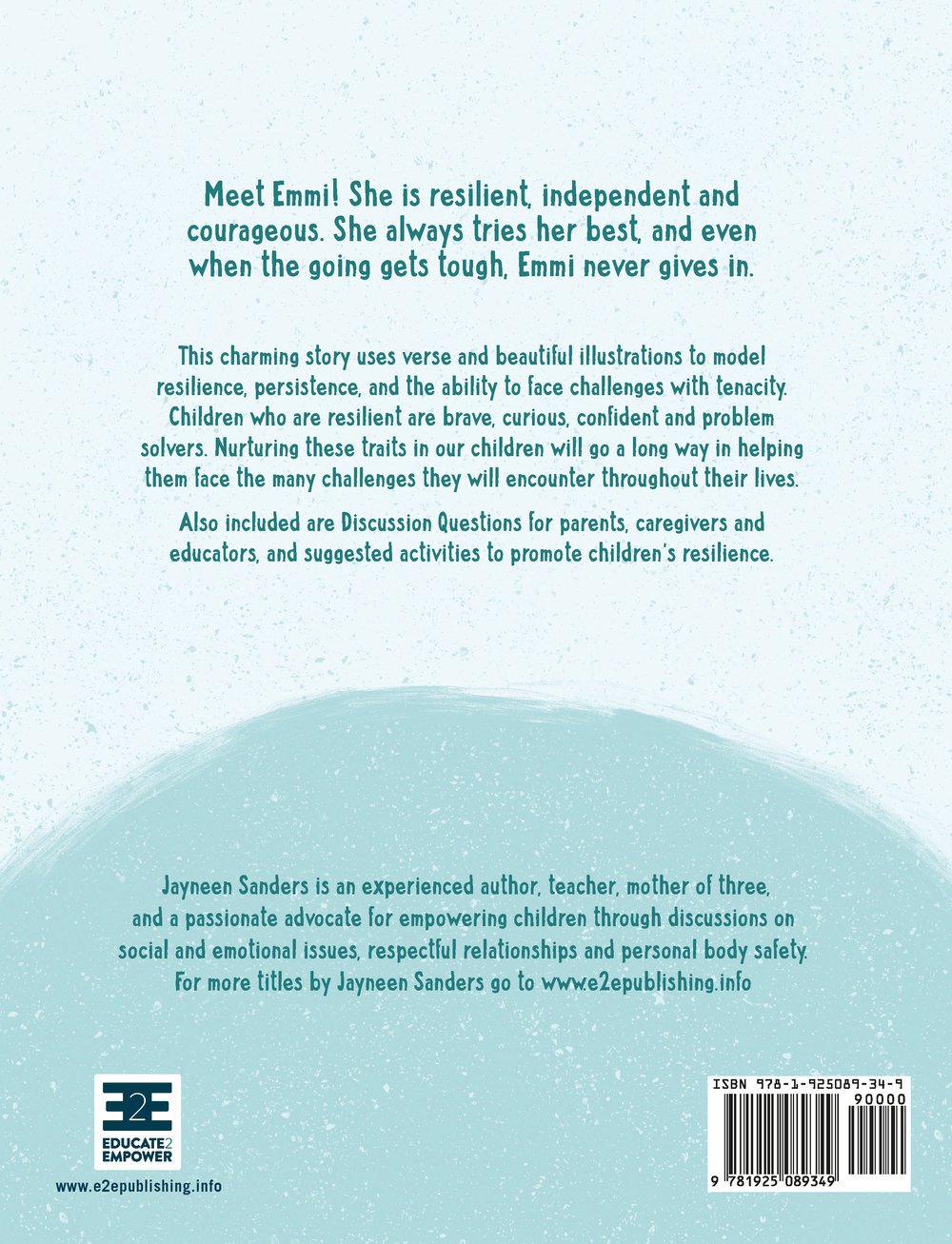 The back cover of the book โResilienceโ by Jayneen Sanders.