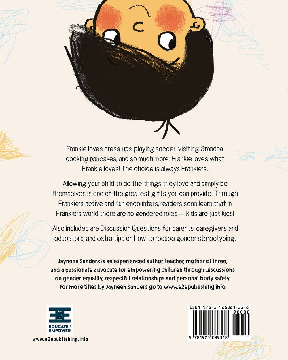 The back cover of the book ‘Who Am I? I Am Me!’ by Jayneen Sanders.