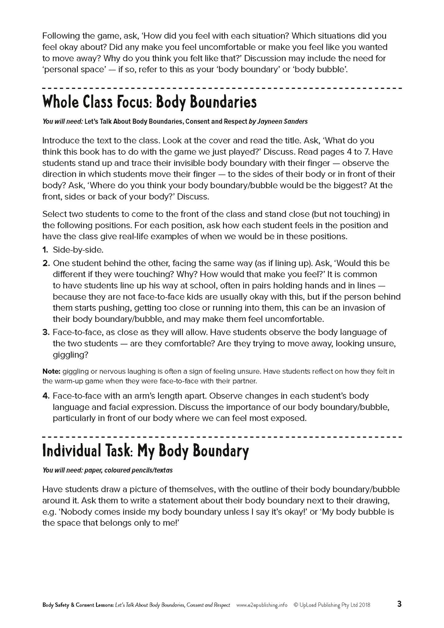 An example image of one of the lesson plan that compliment many of Educate2Empowers books.
