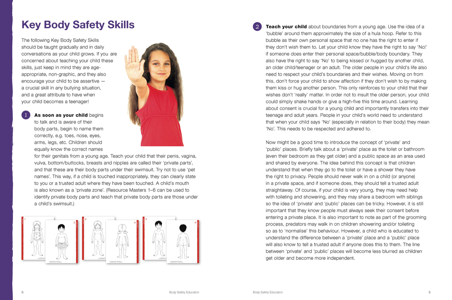 A page from the book 'Body Safety Education' by Jayneen Sanders