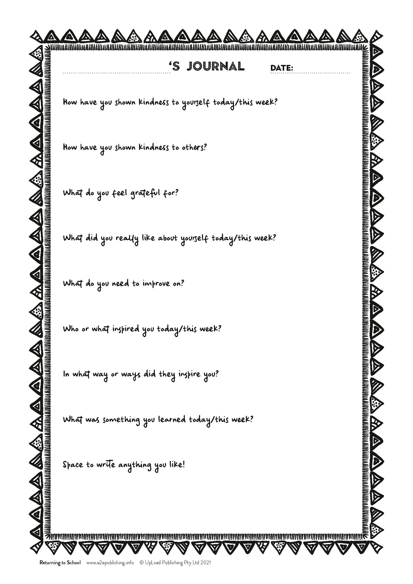 A children's educational activity sheet produced by Educate2Empower