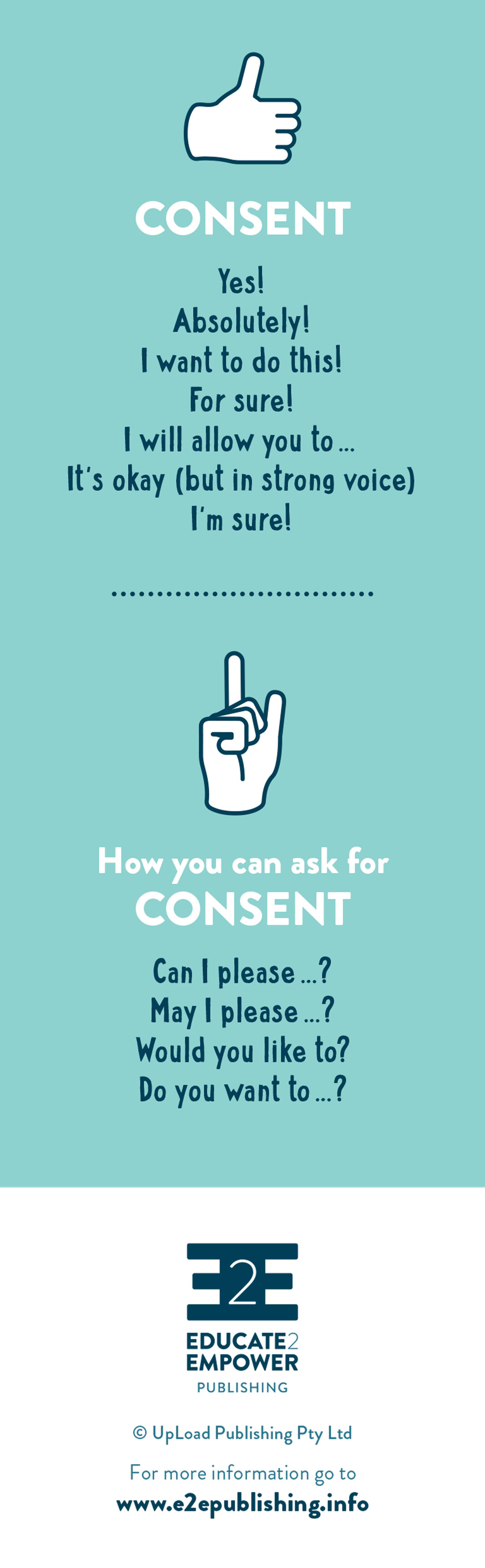 A bookmark that has many different ways of providing and different ways of asking for consent.
