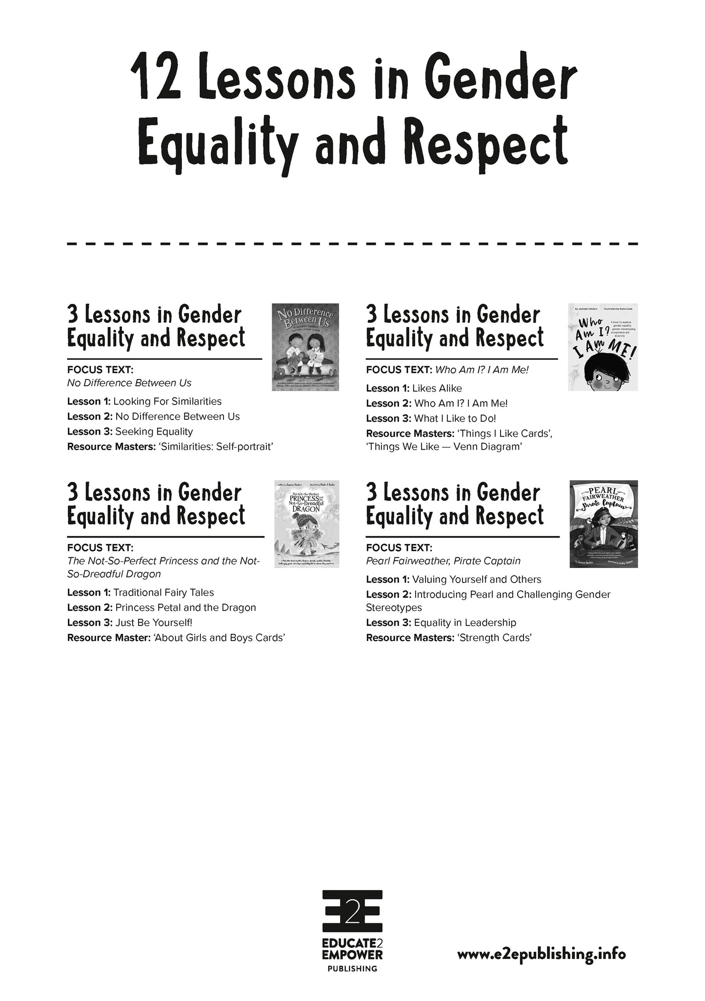 An example image of one of the lesson plan that compliment many of Educate2Empowers books.