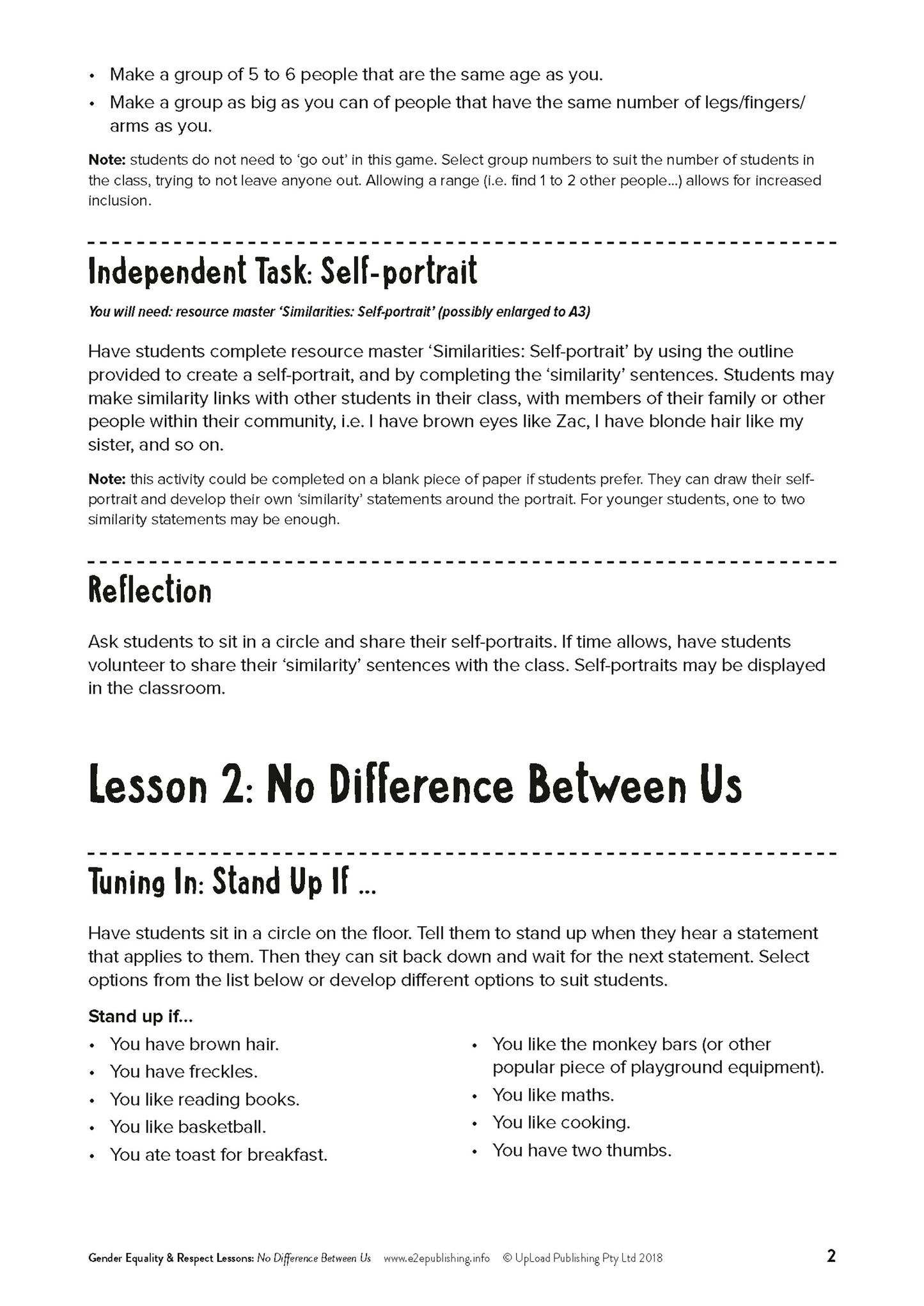 An example image of one of the lesson plan that compliment many of Educate2Empowers books.
