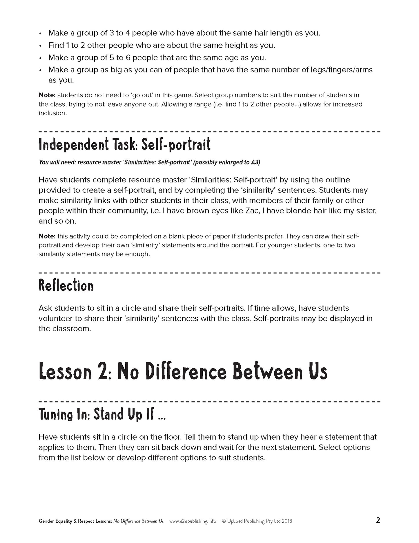 An example image of one of the lesson plan that compliment many of Educate2Empowers books.