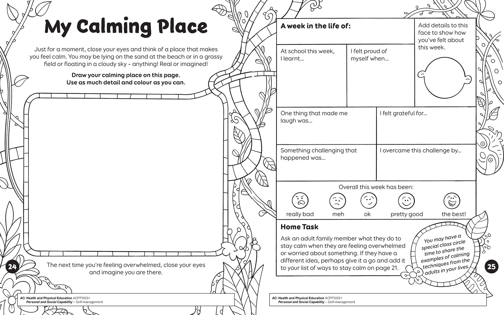 A page from the book 'My Mindfulness & Wellbeing Journal Year 3'