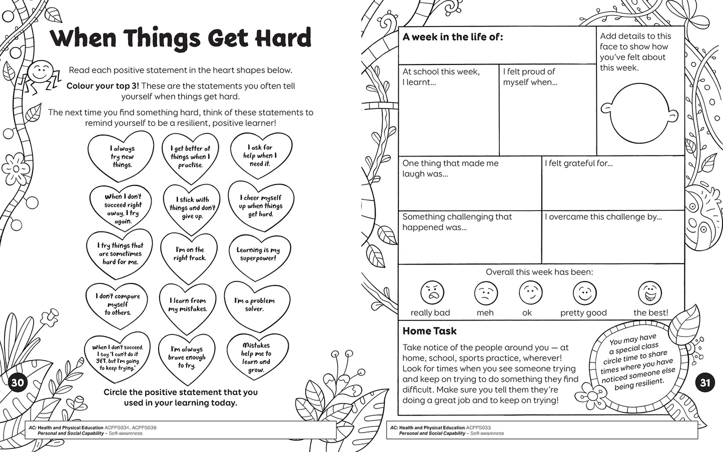 A page from the book 'My Mindfulness & Wellbeing Journal Year 3'