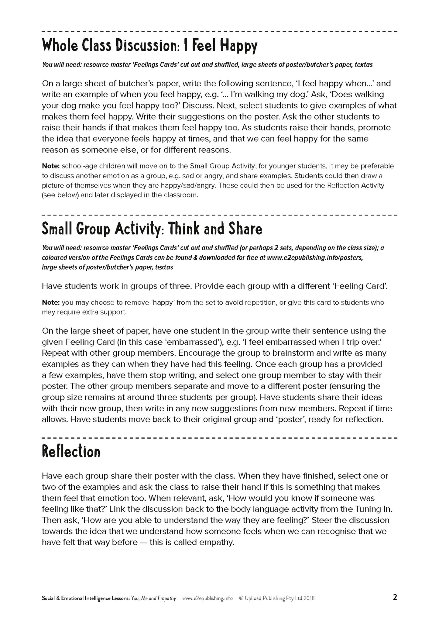 An example image of one of the lesson plan that compliment many of Educate2Empowers books.