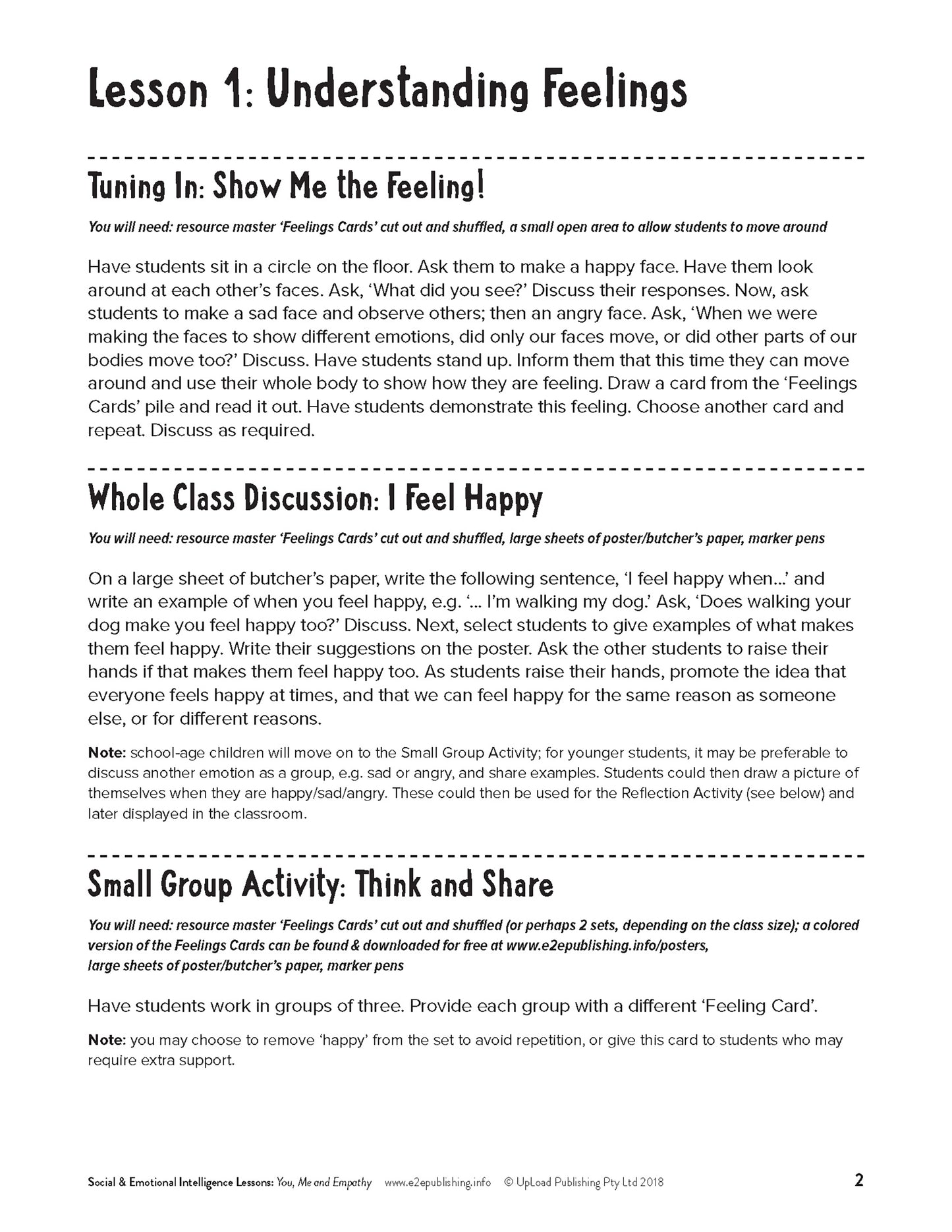 An example image of one of the lesson plan that compliment many of Educate2Empowers books.