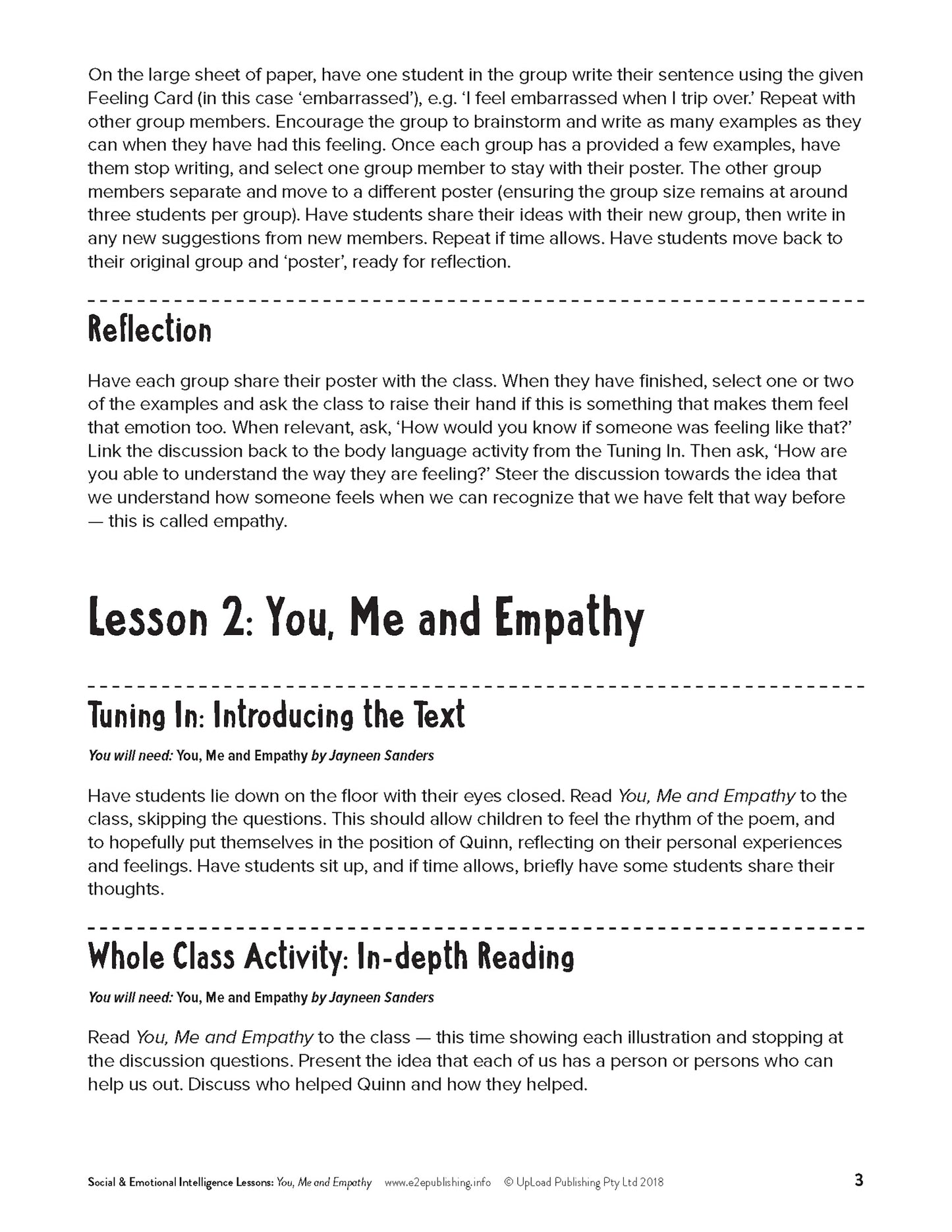 An example image of one of the lesson plan that compliment many of Educate2Empowers books.