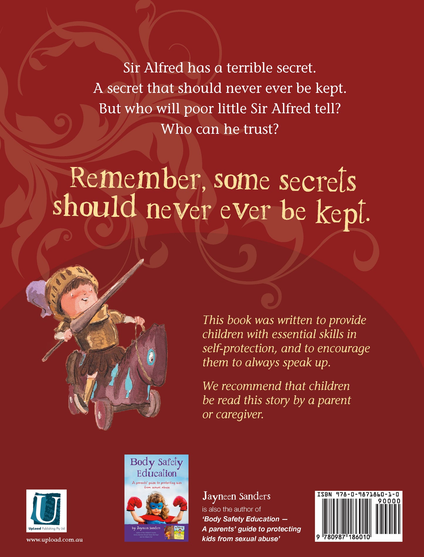 The back cover of the book ‘Some Secrets Should Never Be Kept’ by Jayneen Sanders.