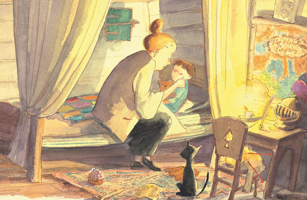 An illustration by Craig Smith of a mother comforting a child in bed.