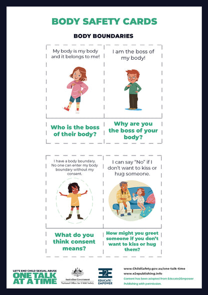 One Talk at A Time - Body Safety Cards