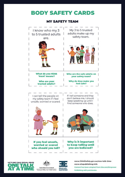 One Talk at A Time - Body Safety Cards