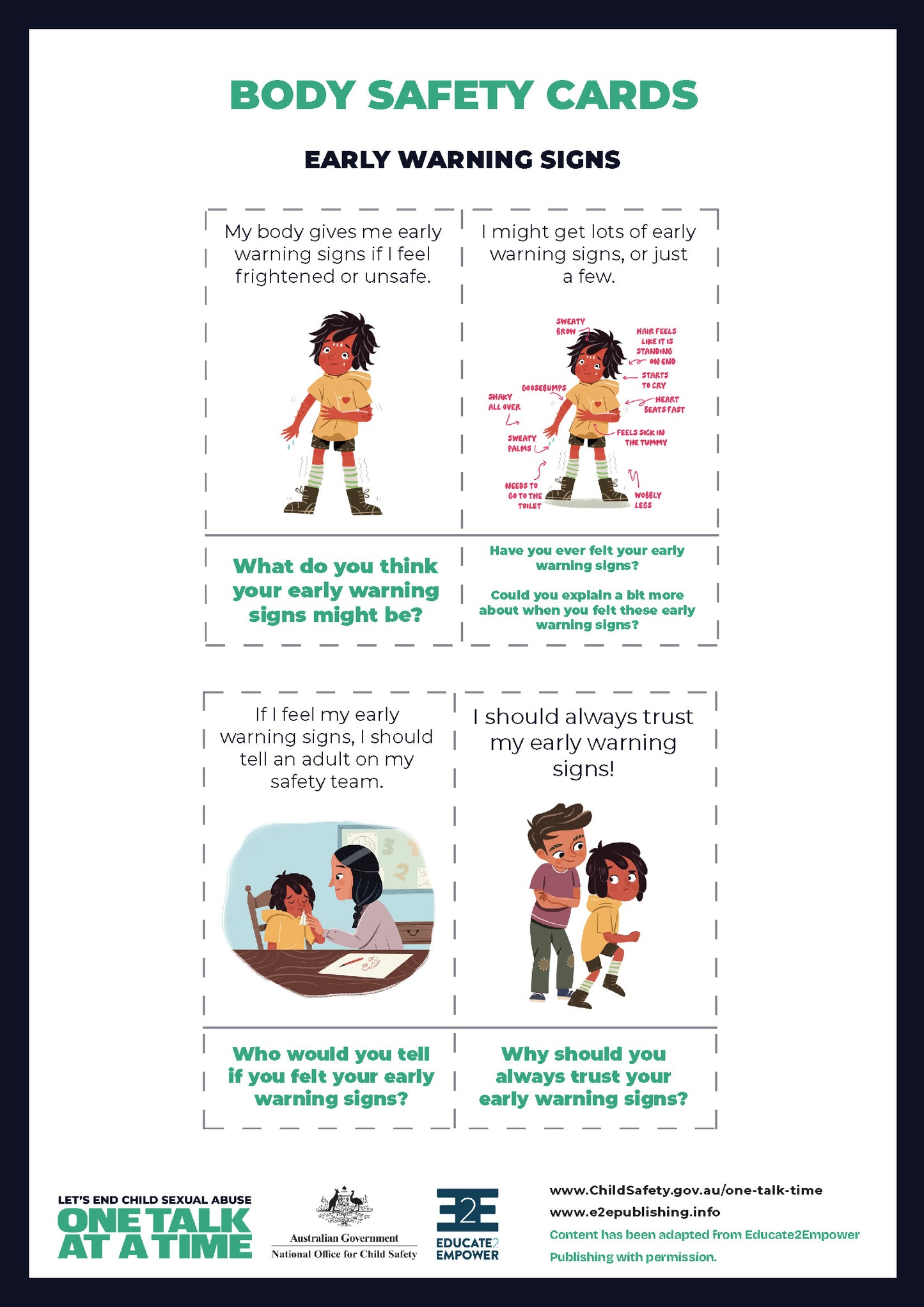 One Talk at A Time - Body Safety Cards