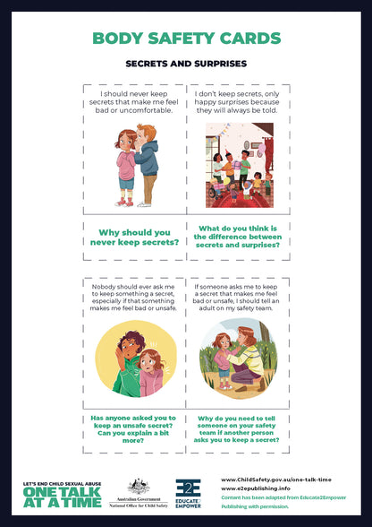 One Talk at A Time - Body Safety Cards