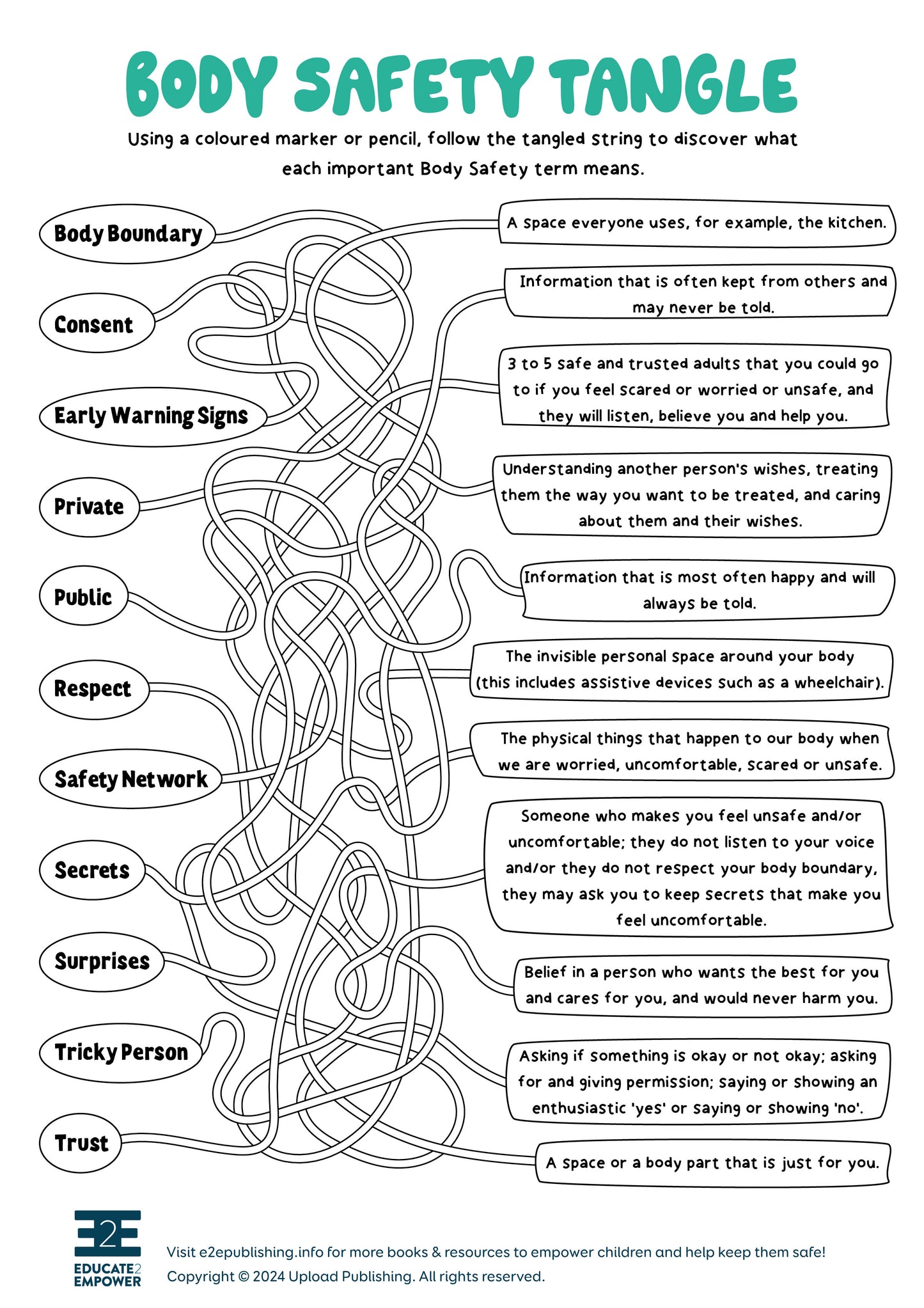 Body Safety Tangle Activity Sheet