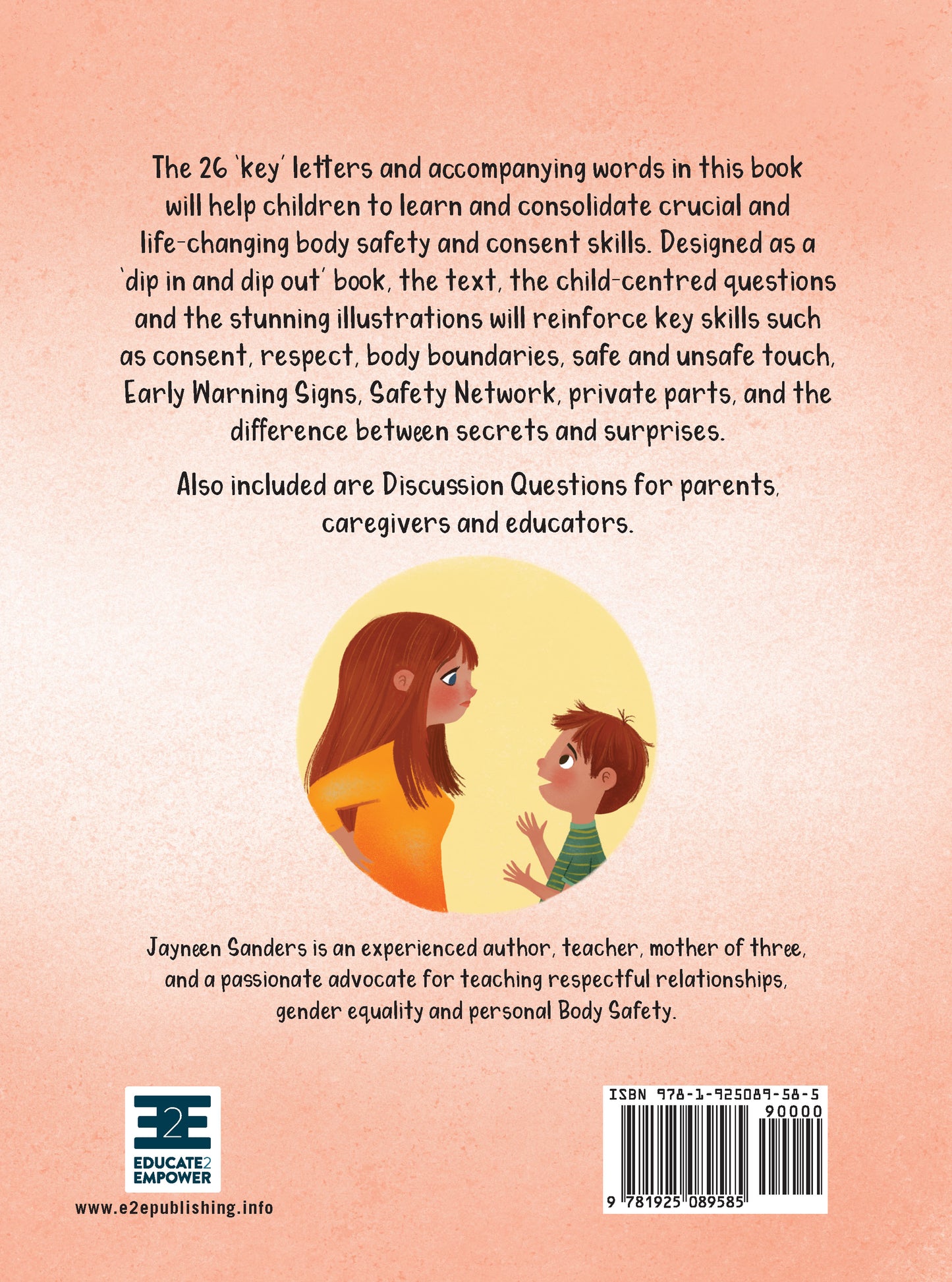 The back cover of the book ‘ABC of Body Safety and Consent’ by Jayneen Sanders.