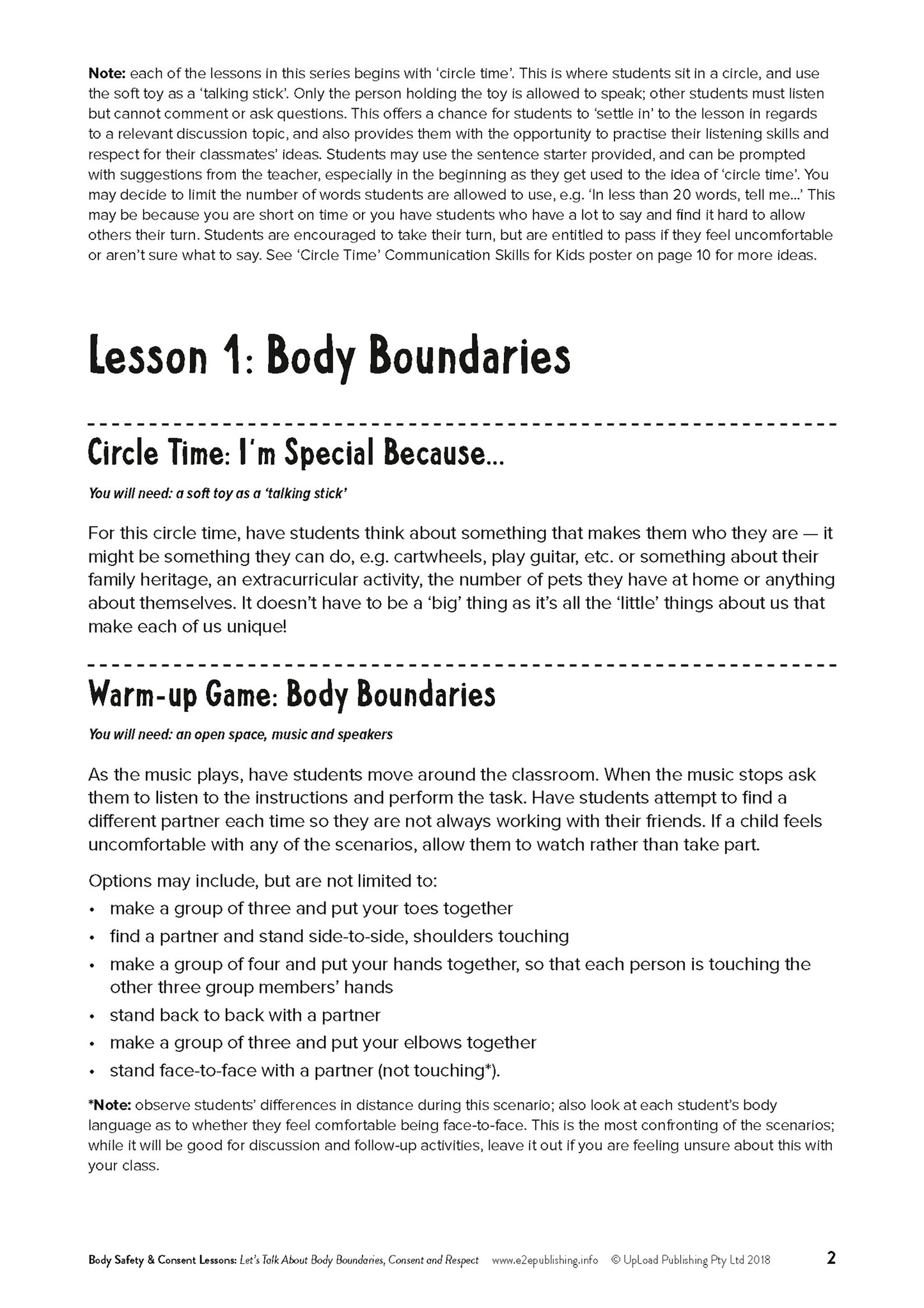 Lesson Plans for Value BUNDLES: Body Safety & Consent