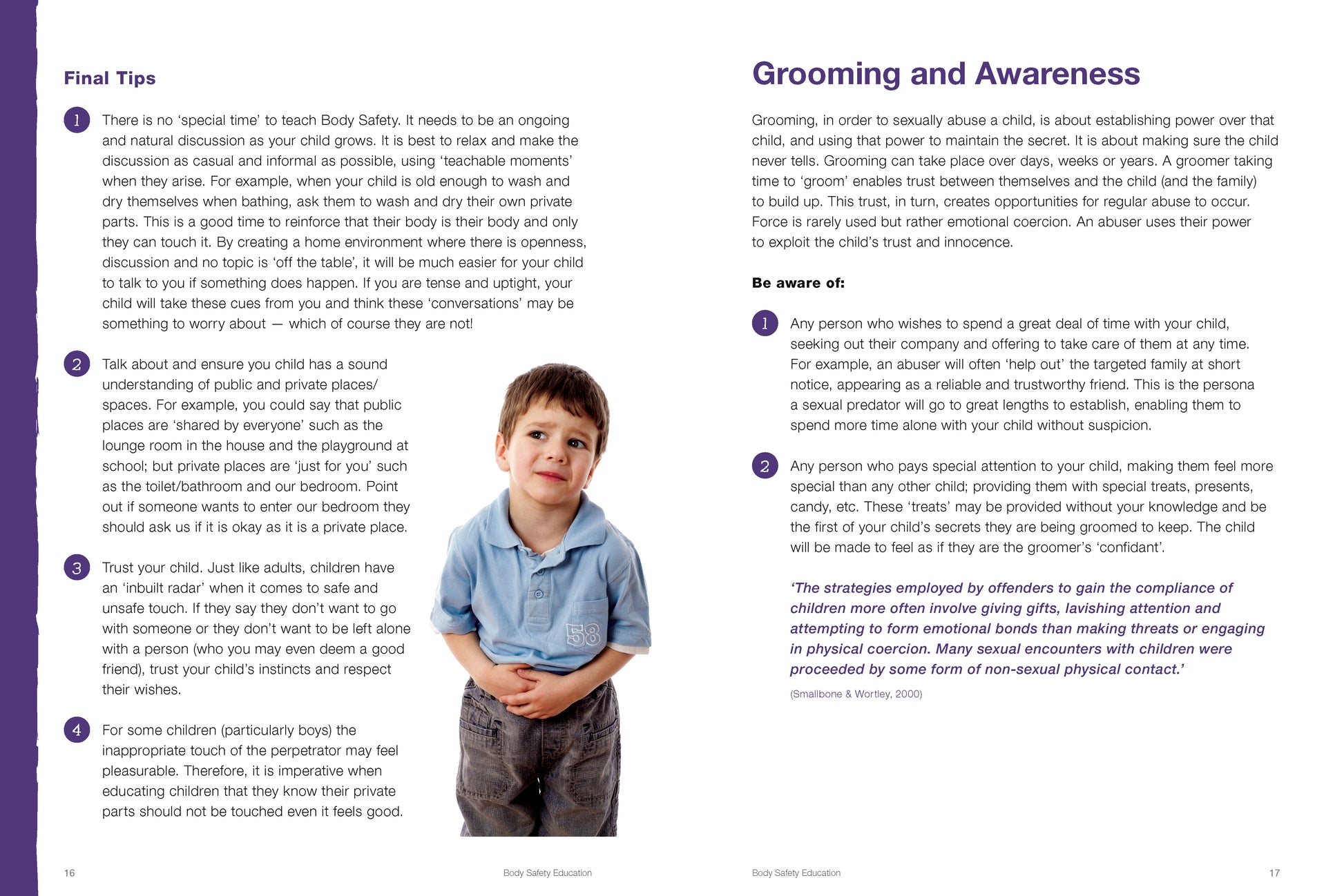 A page from the book 'Body Safety Education' by Jayneen Sanders