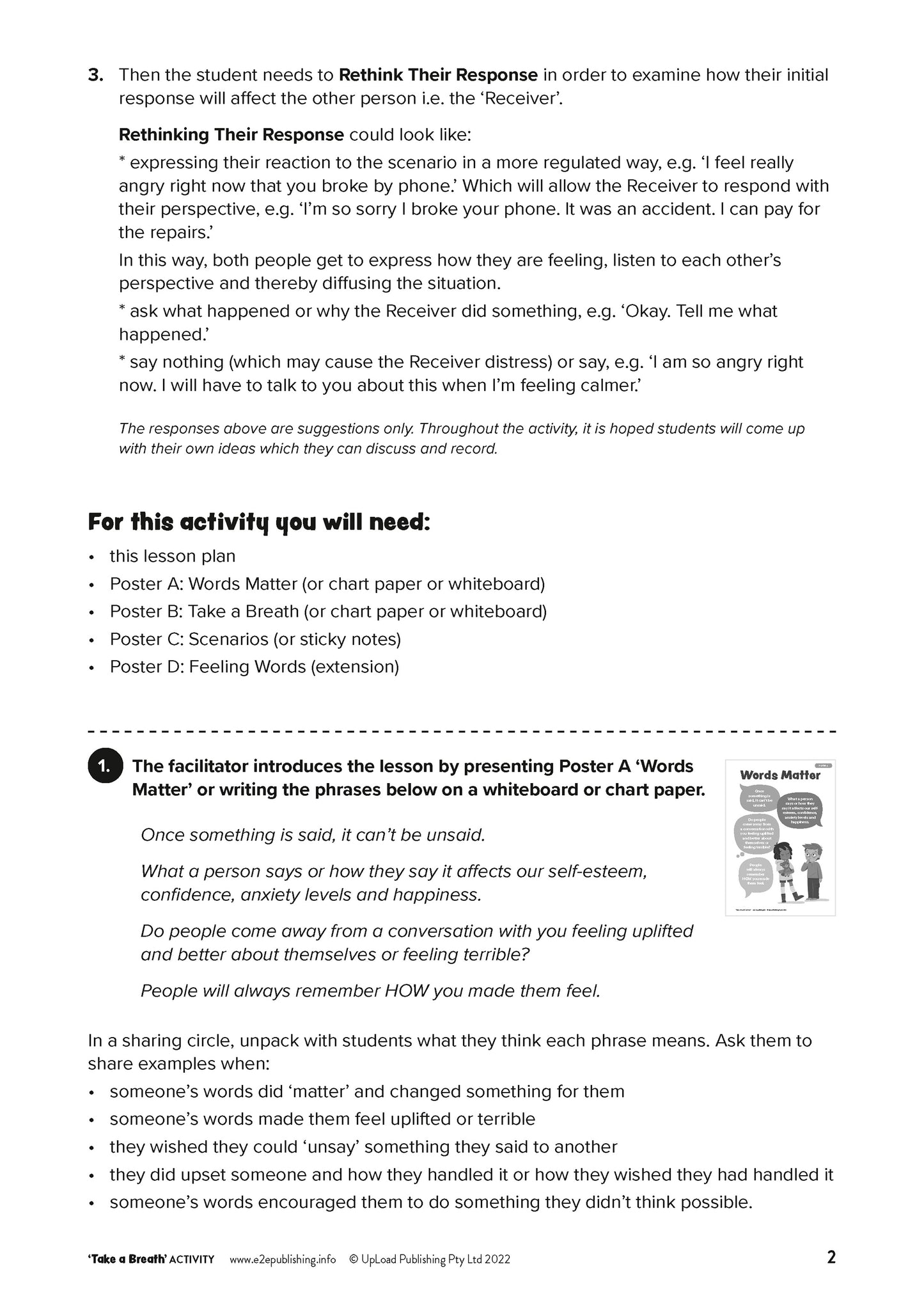 Page two of the activity sheet collection title 'Take A Breath'.