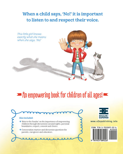 The back cover of the book ‘No Means No!’ by Jayneen Sanders.
